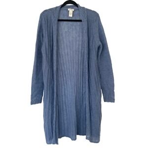 Sundance‎ Blue Kid Mohair Wool Loose Knit Open Duster Cardigan Sweater Size XS